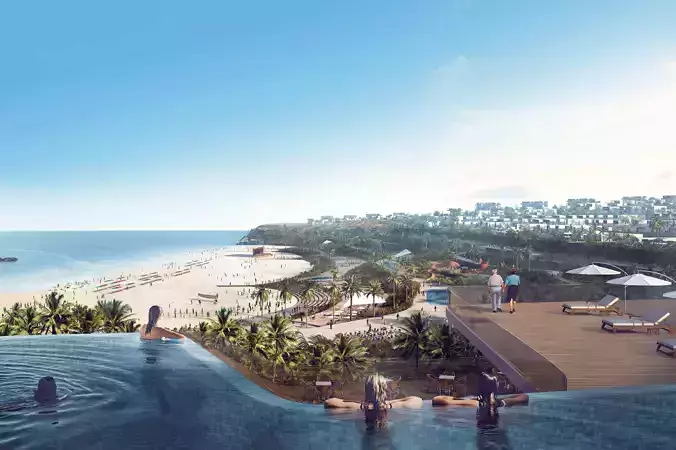 Coastal Resort Masterplan with Infinity Pool and Ocean View