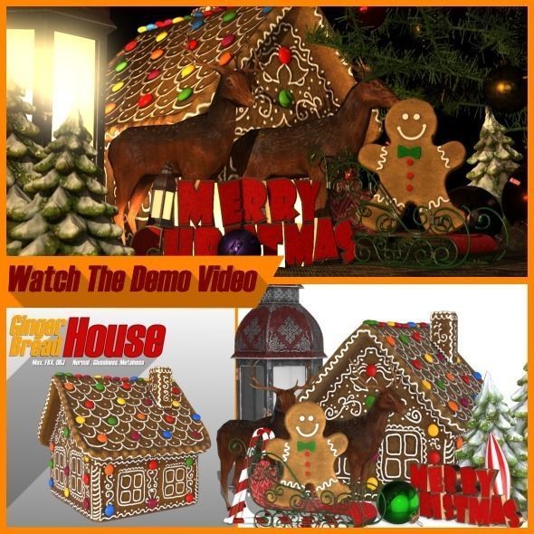 Gingerbread House 3D model_11