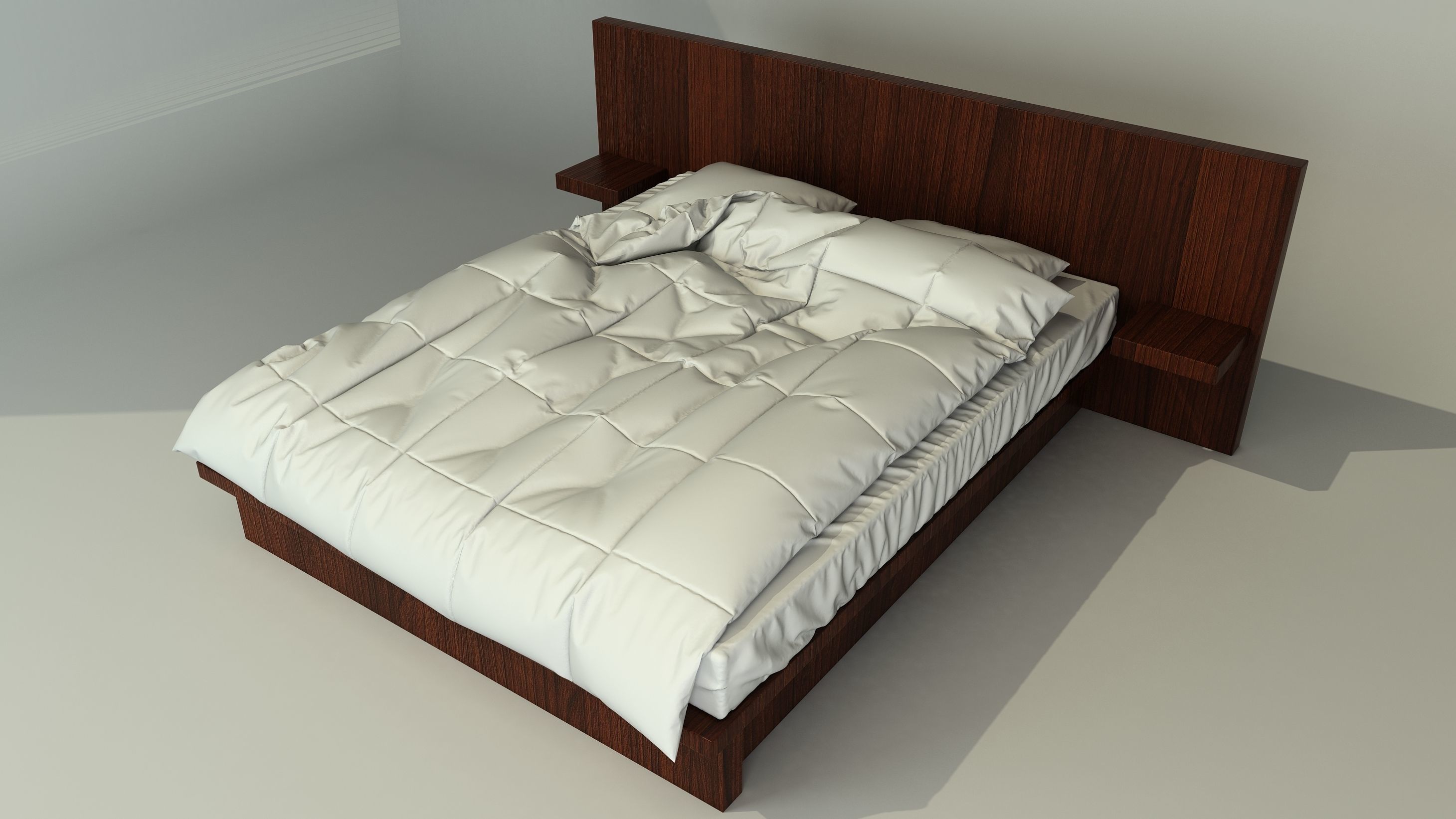 Bed with bedding 3D model_1