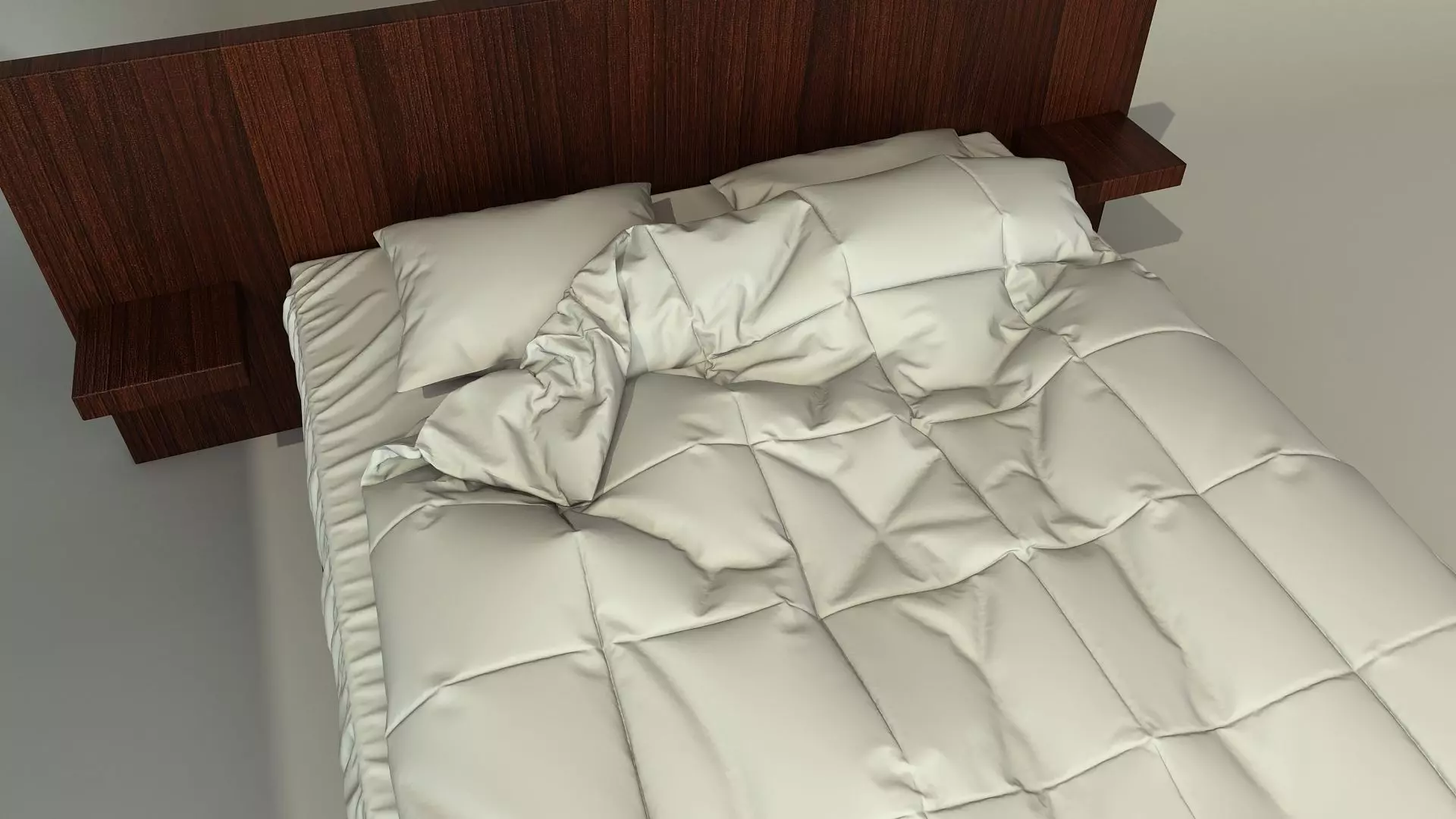 Bed with bedding 3D model_0