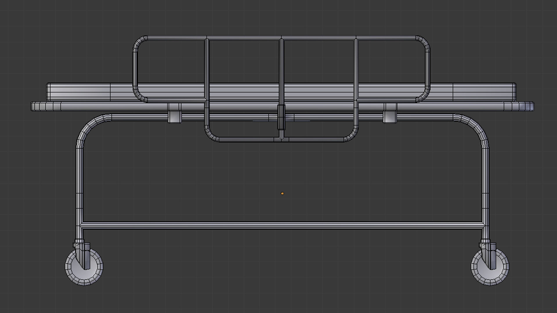 Gurney hospital bed on wheels Low-poly 3D model_7