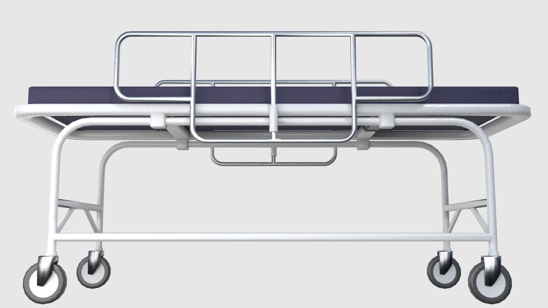 Gurney hospital bed on wheels Low-poly 3D model_4