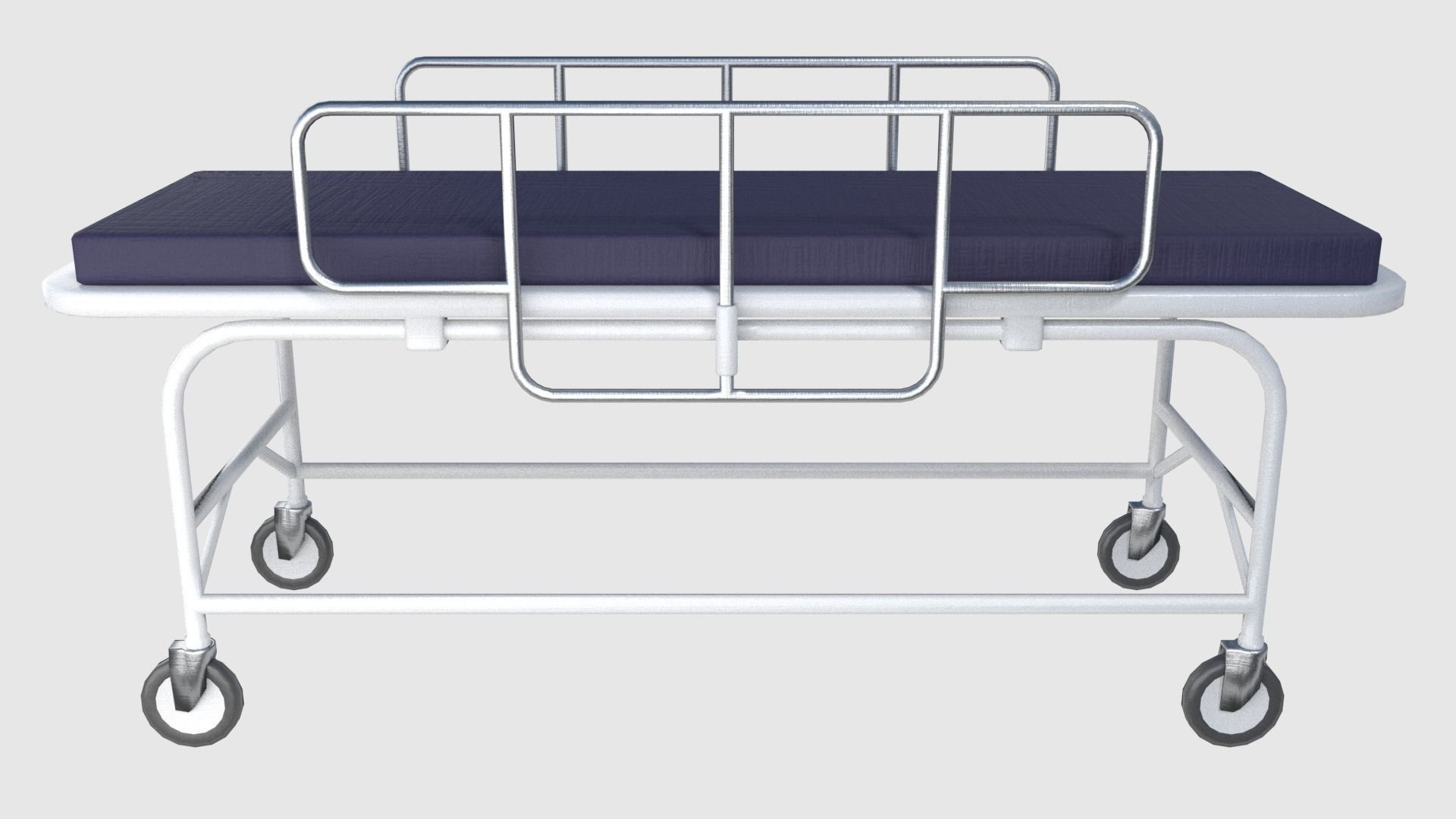 Gurney hospital bed on wheels Low-poly 3D model_2