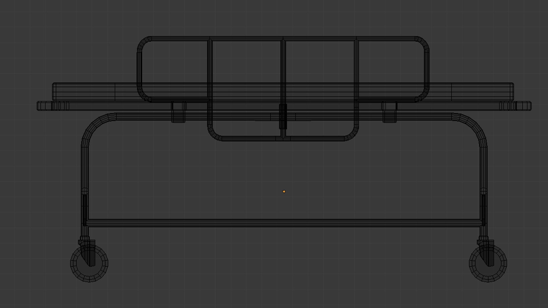 Gurney hospital bed on wheels Low-poly 3D model_9