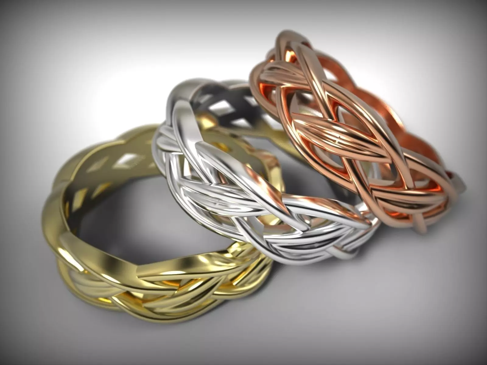 Celtic ornament band Braided ring  Gold pattern ring stl  3D print model_0