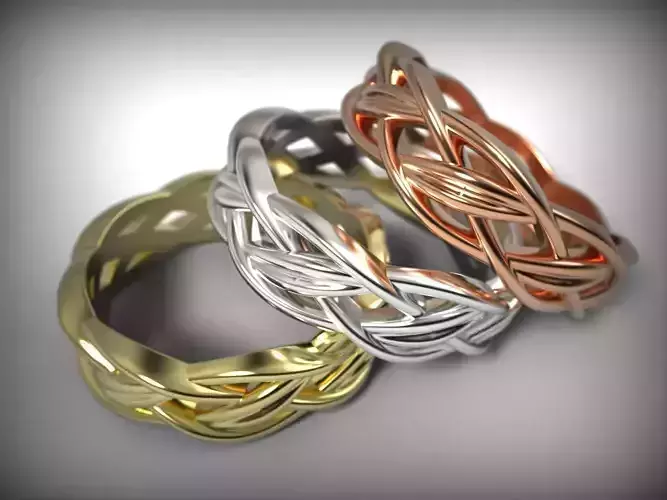 Celtic ornament band Braided ring  Gold pattern ring stl  3D print model