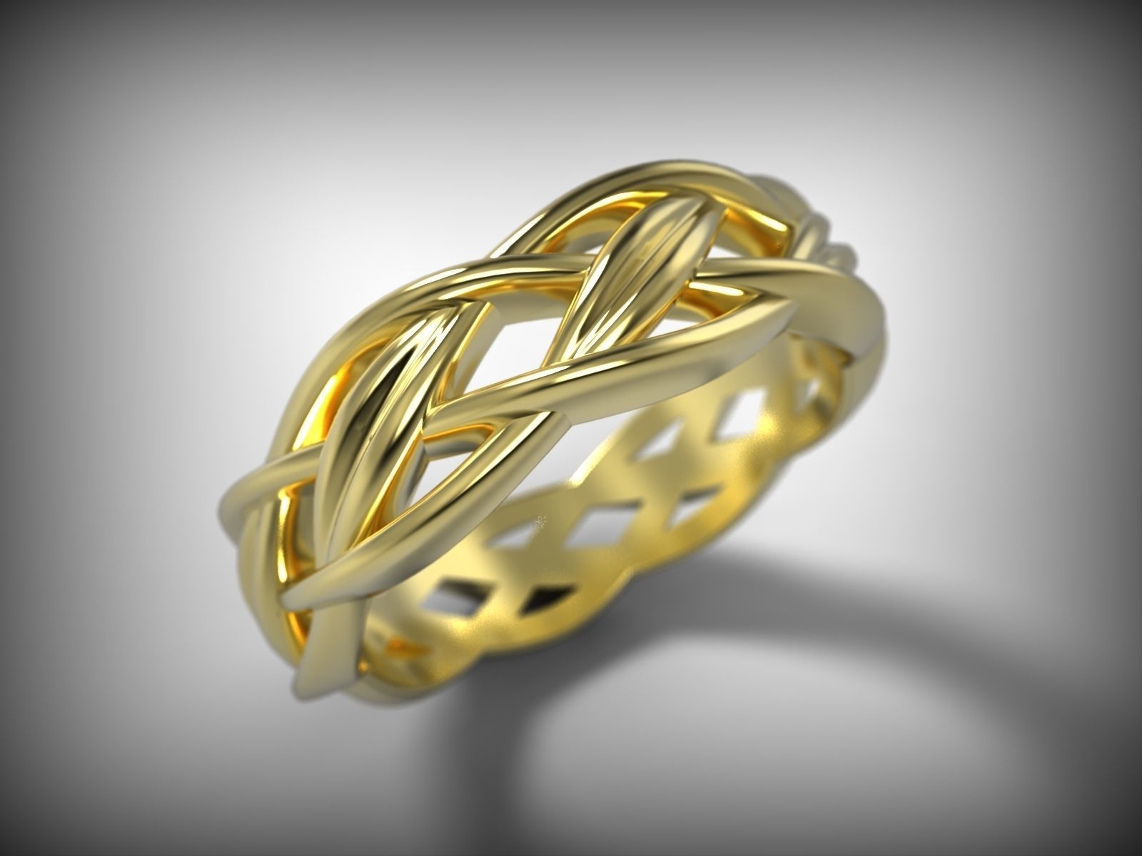 Celtic ornament band Braided ring  Gold pattern ring stl  3D print model_3