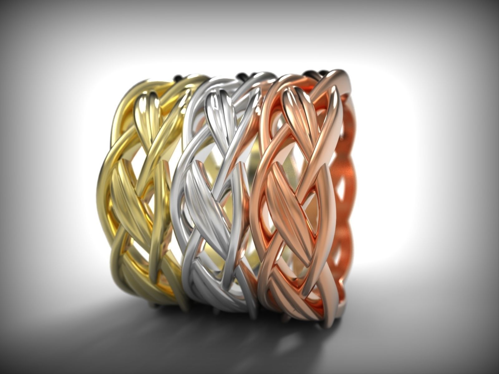 Celtic ornament band Braided ring  Gold pattern ring stl  3D print model_2