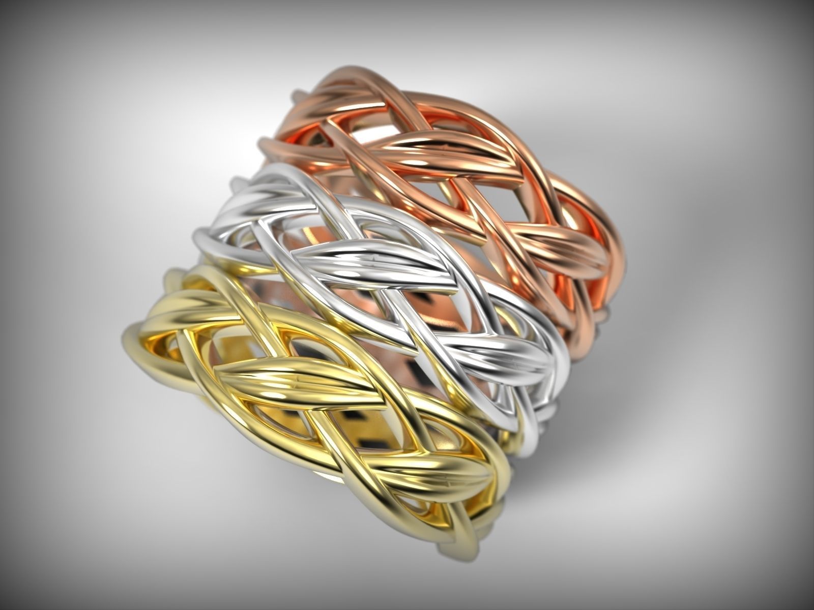 Celtic ornament band Braided ring  Gold pattern ring stl  3D print model_1