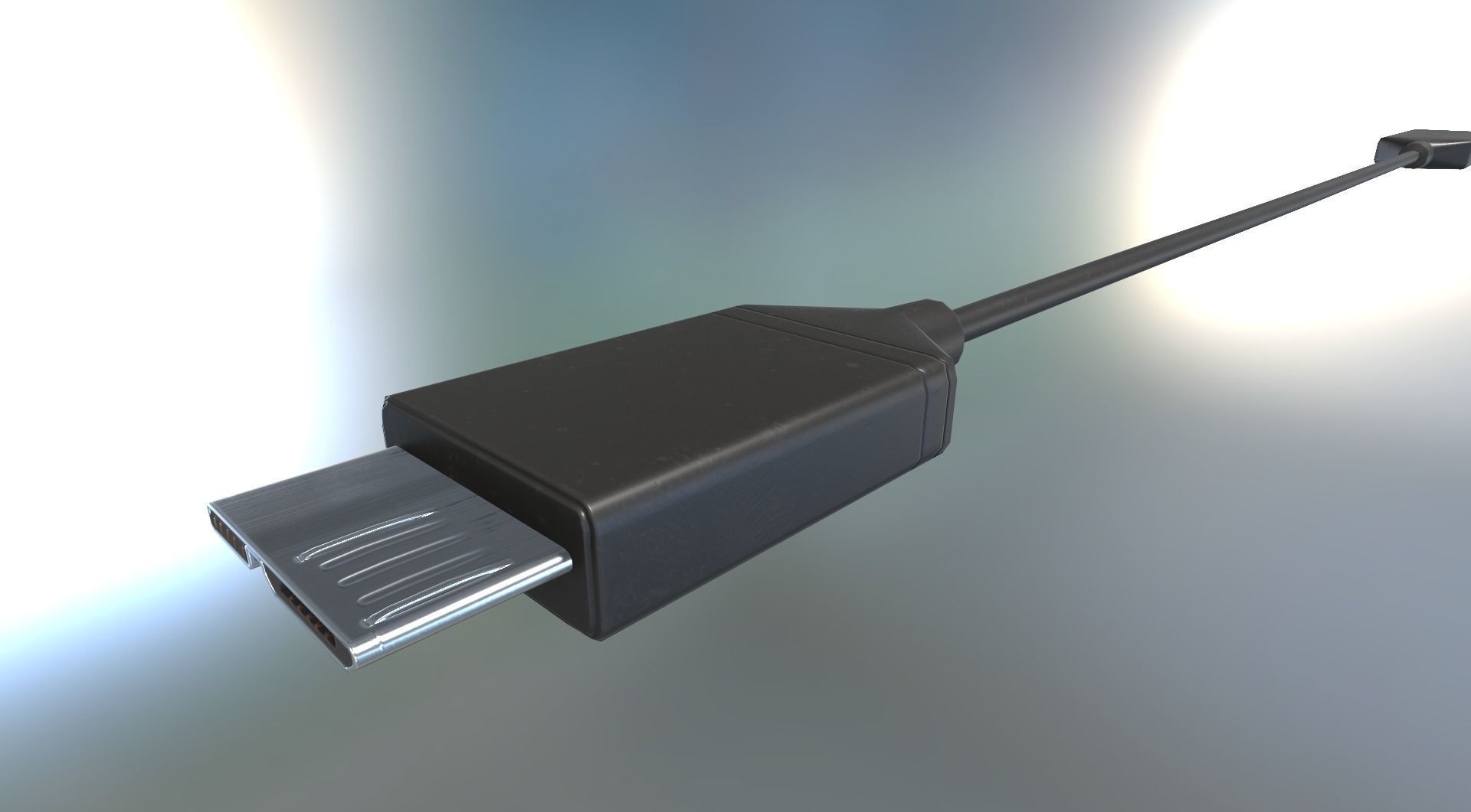 External HDD With USB Cable Rigged Plastic Version Low-poly 3D model_3