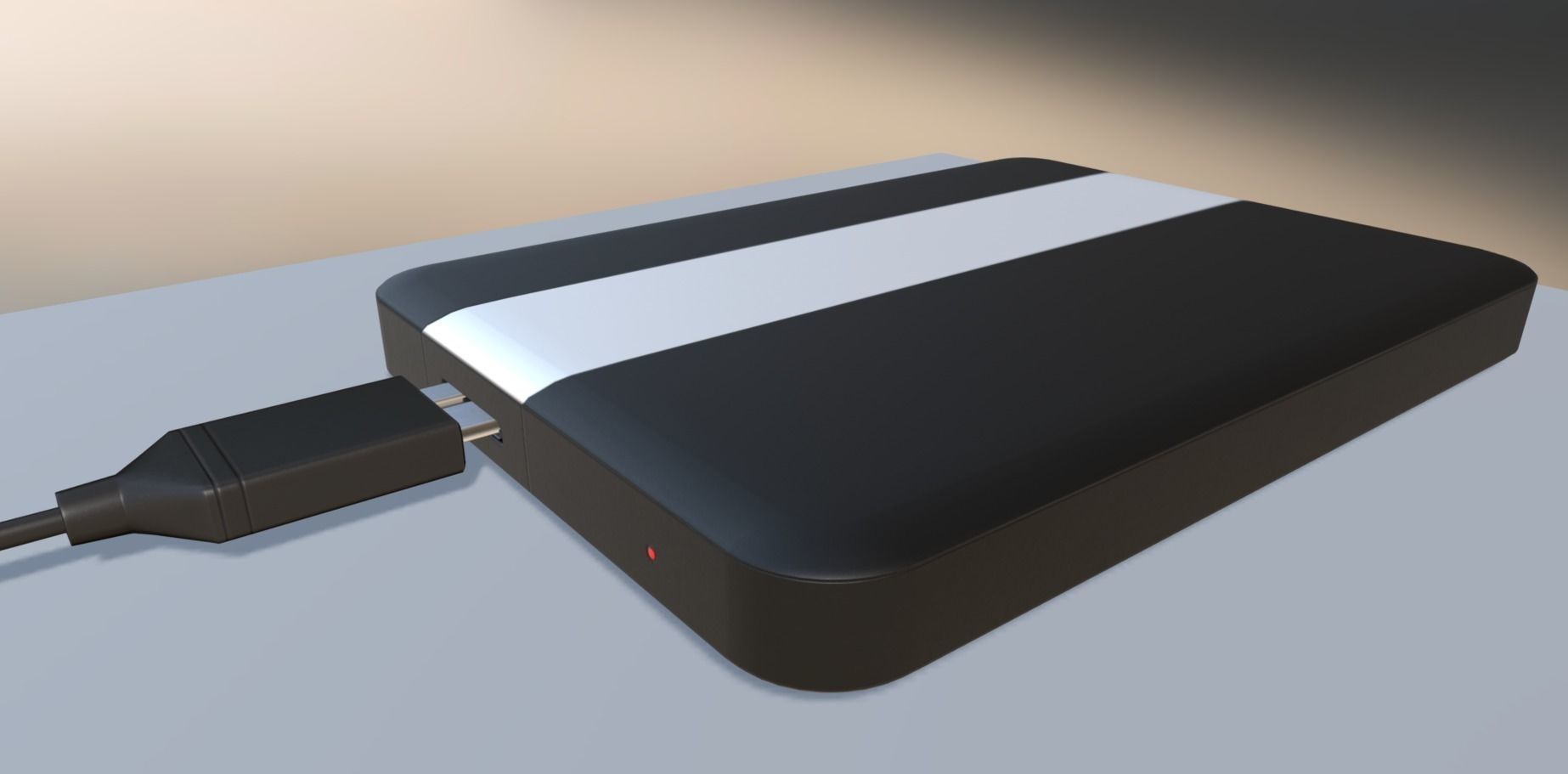 External HDD With USB Cable Rigged Plastic Version Low-poly 3D model_8