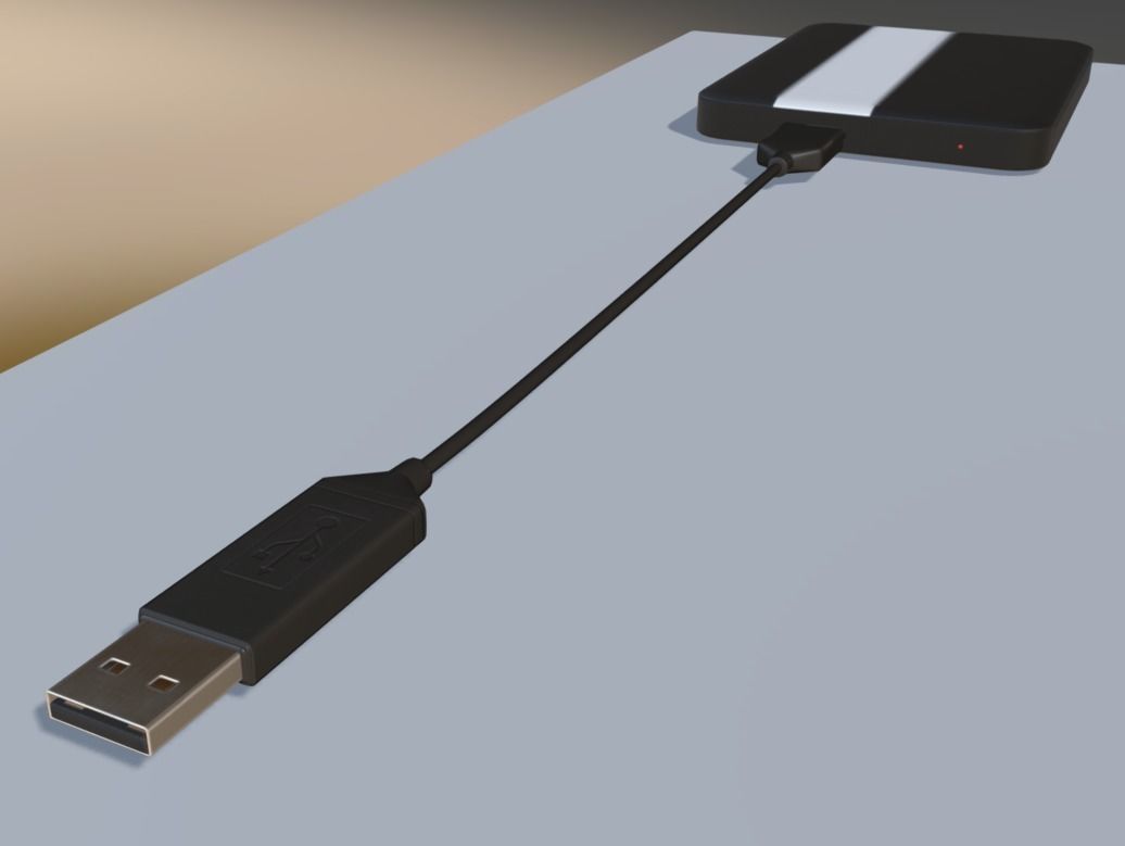 External HDD With USB Cable Rigged Plastic Version Low-poly 3D model_9
