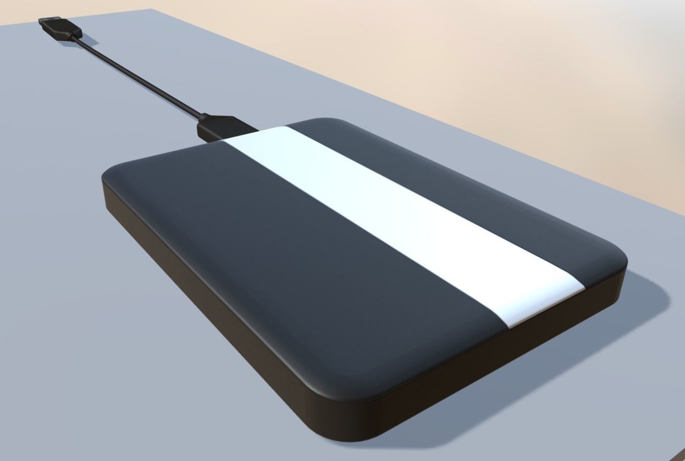 External HDD With USB Cable Rigged Plastic Version Low-poly 3D model_7