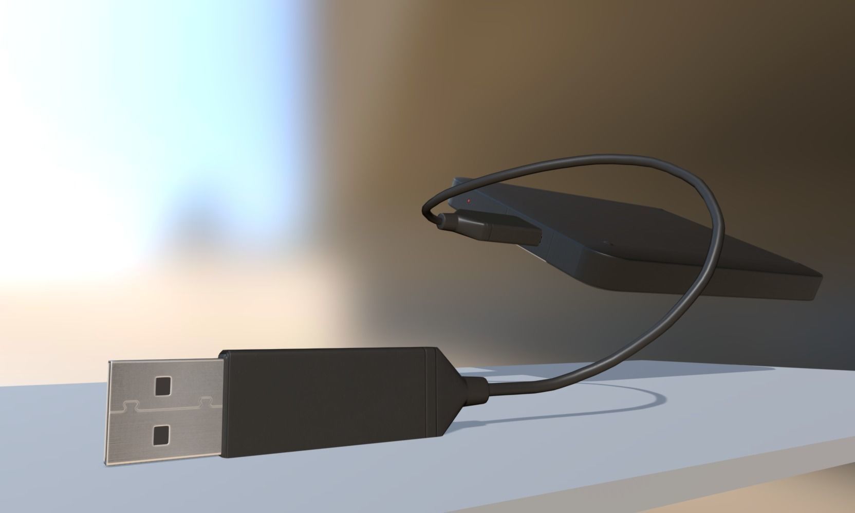 External HDD With USB Cable Rigged Plastic Version Low-poly 3D model_6