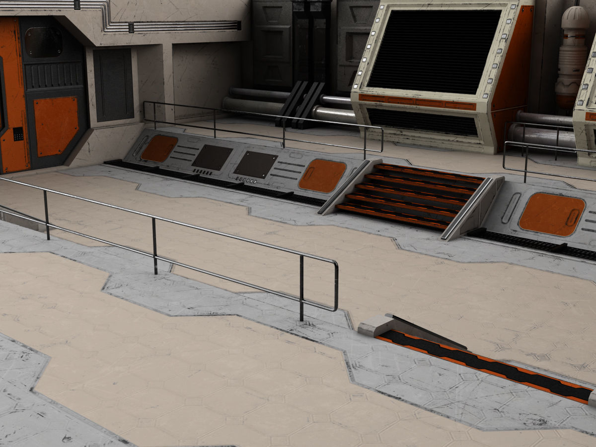 Low-Poly Sci-Fi Control Room Low-poly 3D model_6