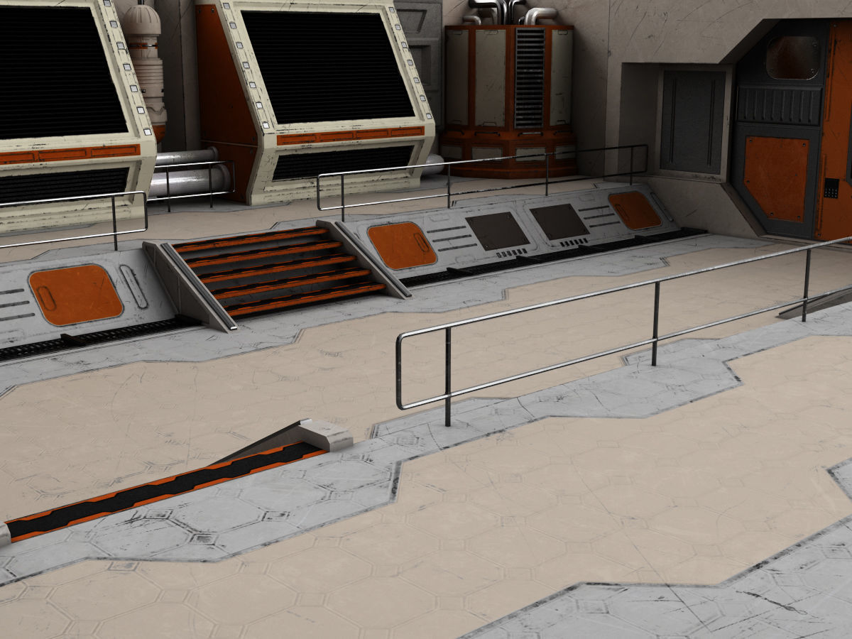 Low-Poly Sci-Fi Control Room Low-poly 3D model_8