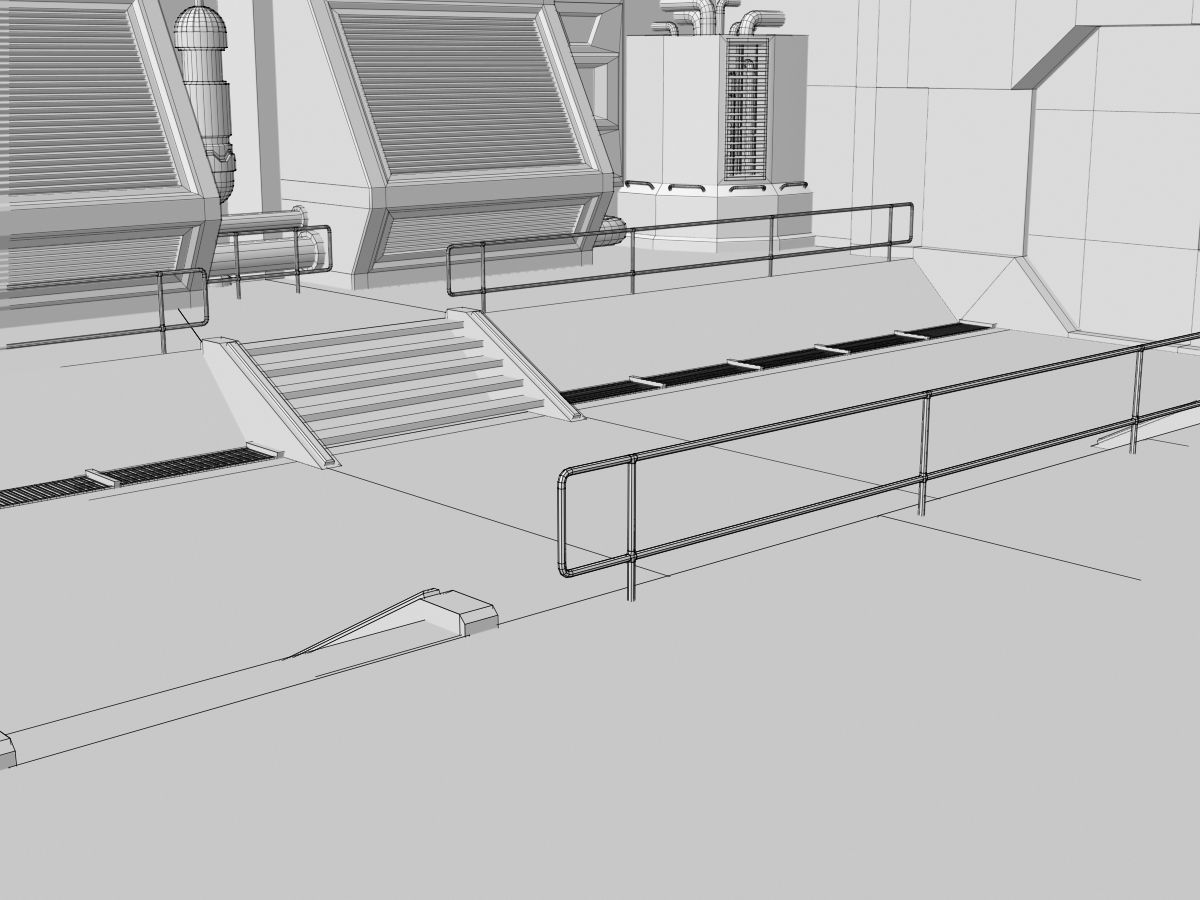 Low-Poly Sci-Fi Control Room Low-poly 3D model_9