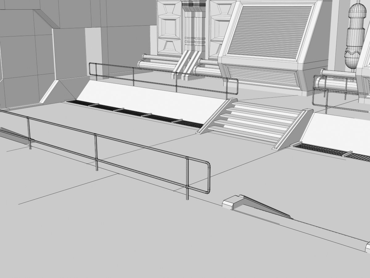 Low-Poly Sci-Fi Control Room Low-poly 3D model_7