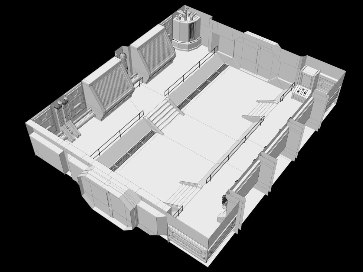 Low-Poly Sci-Fi Control Room Low-poly 3D model_3