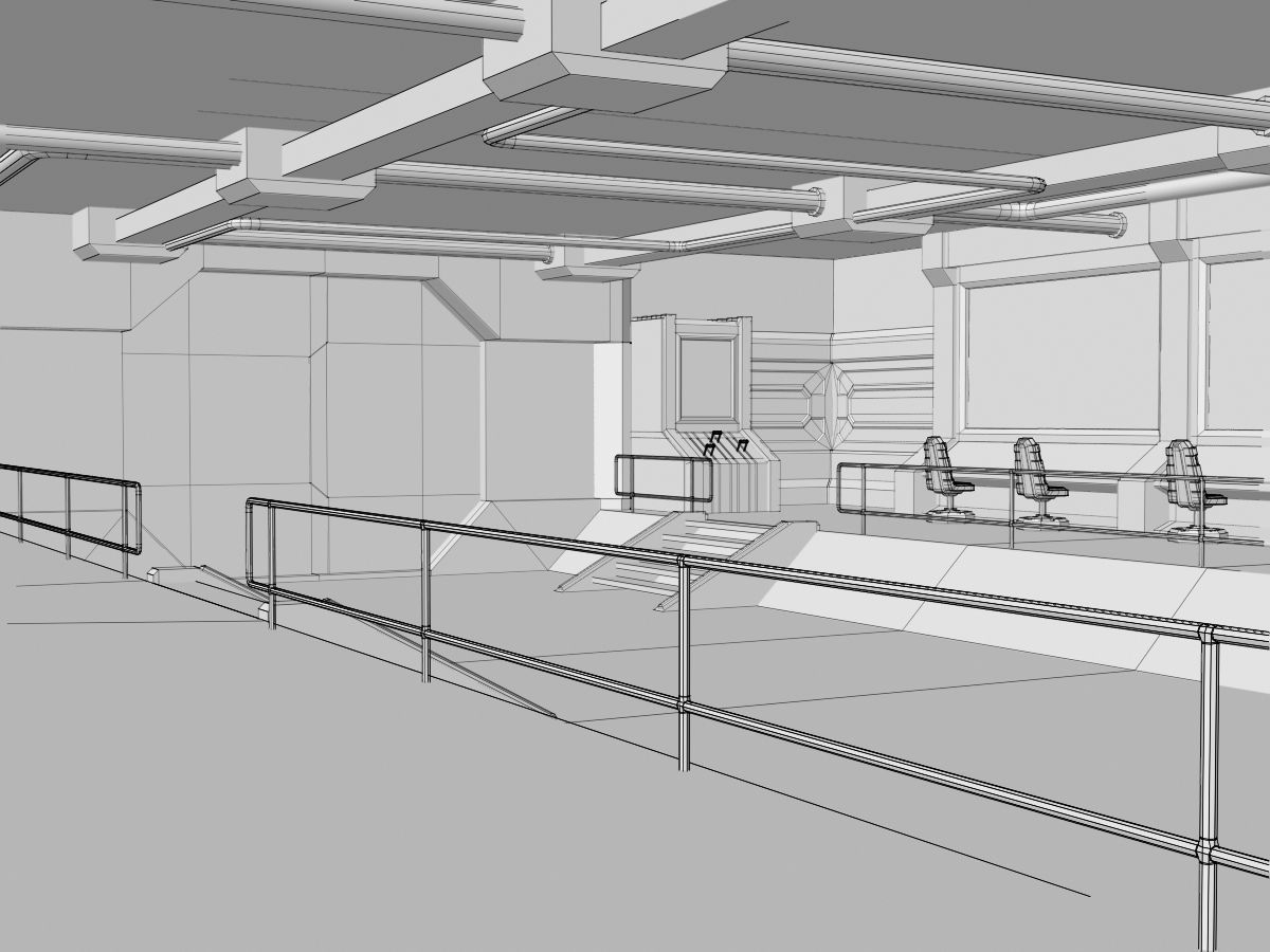 Low-Poly Sci-Fi Control Room Low-poly 3D model_11