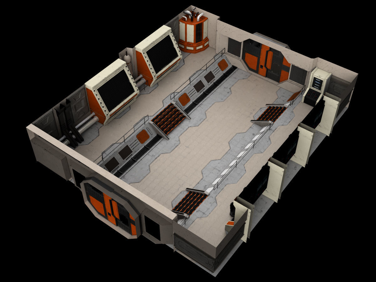 Low-Poly Sci-Fi Control Room Low-poly 3D model_2