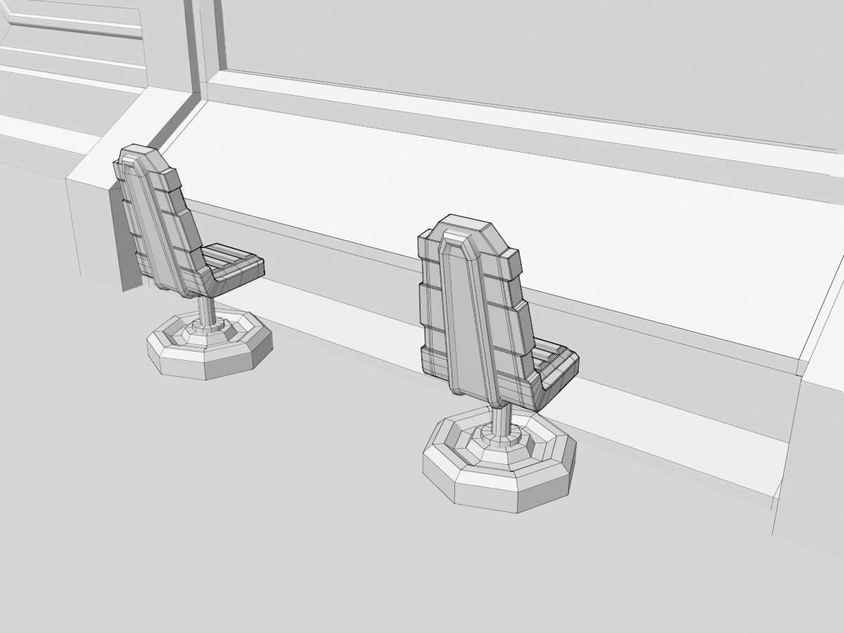 Low-Poly Sci-Fi Control Room Low-poly 3D model_16