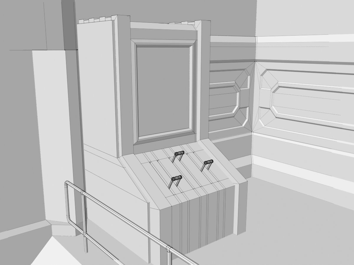 Low-Poly Sci-Fi Control Room Low-poly 3D model_17