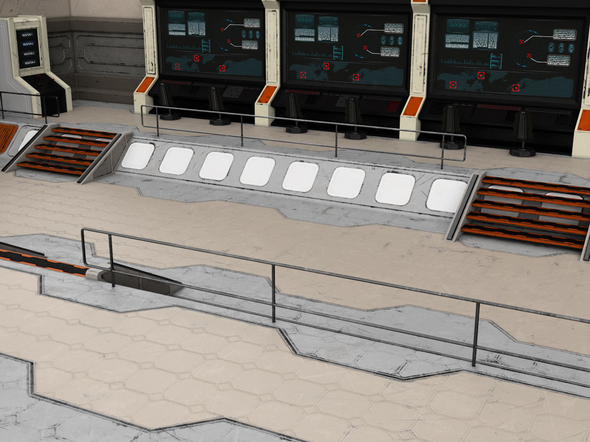 Low-Poly Sci-Fi Control Room Low-poly 3D model_4