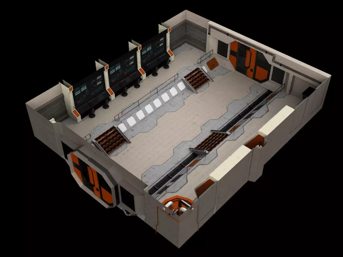 Low-Poly Sci-Fi Control Room Low-poly 3D model_0
