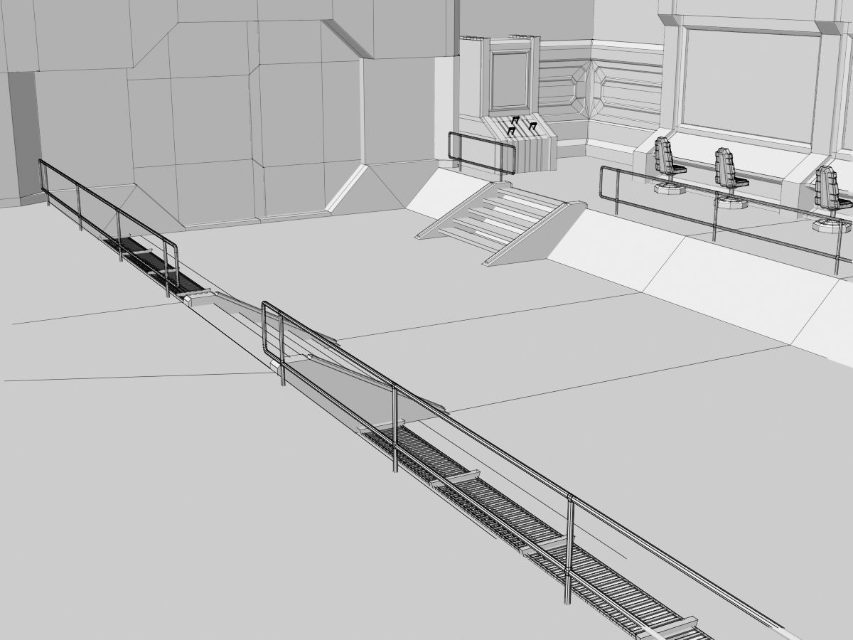Low-Poly Sci-Fi Control Room Low-poly 3D model_13