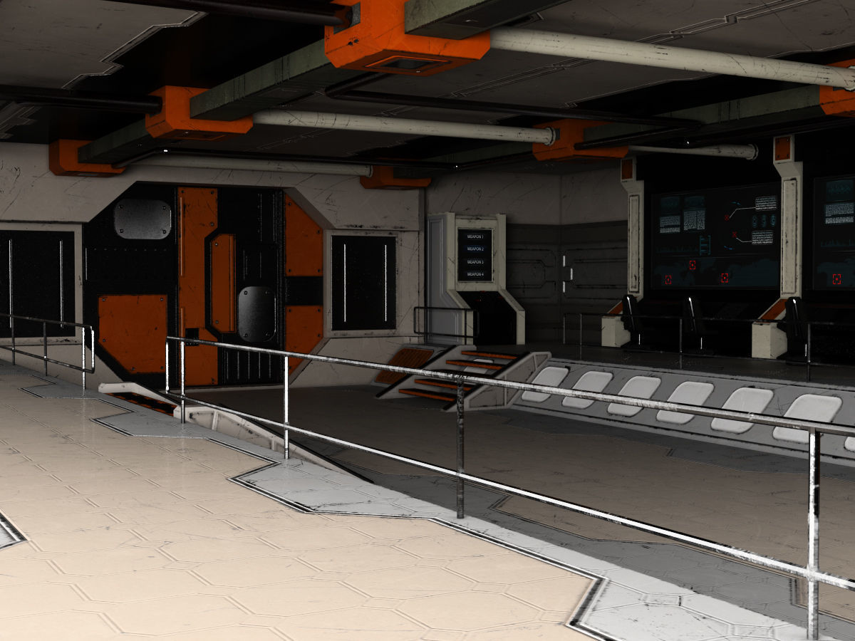 Low-Poly Sci-Fi Control Room Low-poly 3D model_10