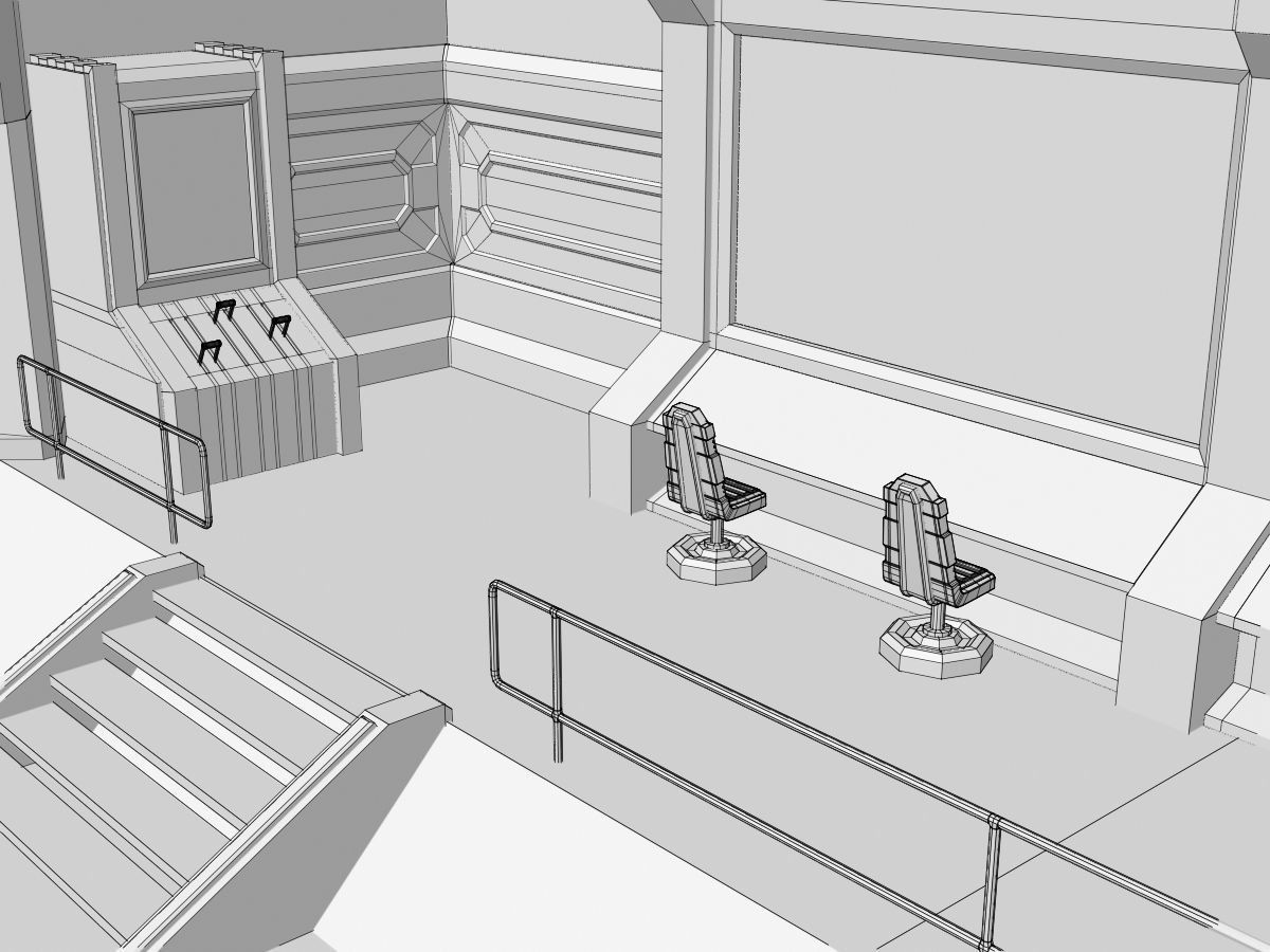 Low-Poly Sci-Fi Control Room Low-poly 3D model_15