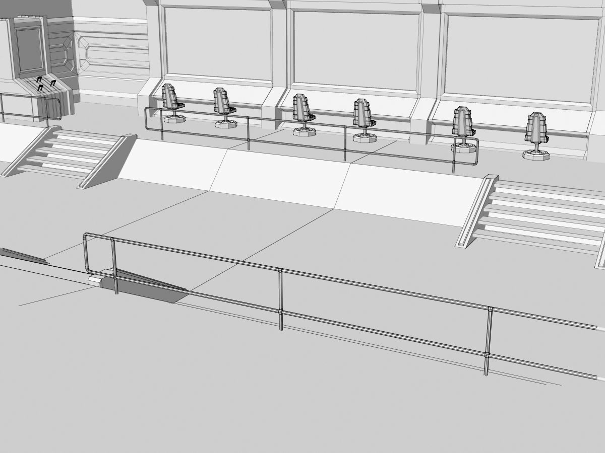 Low-Poly Sci-Fi Control Room Low-poly 3D model_5