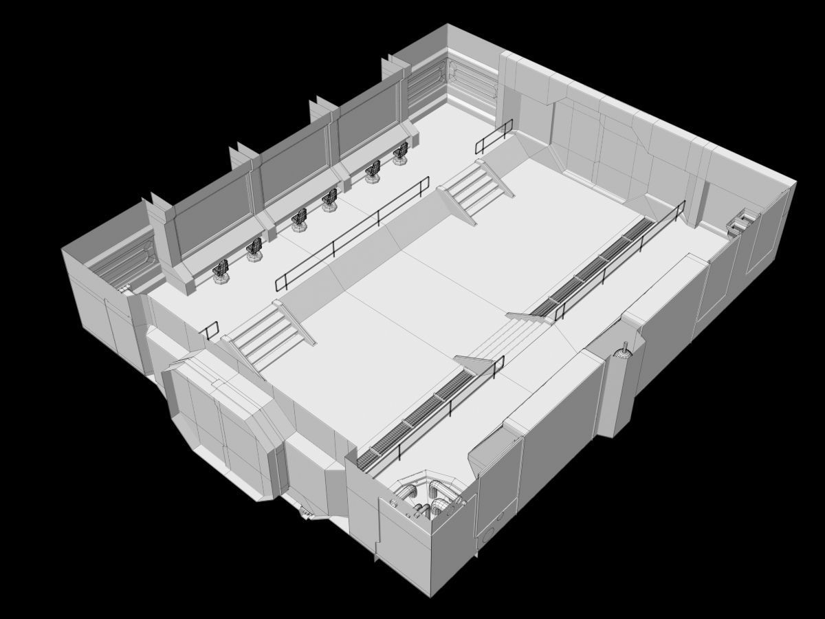 Low-Poly Sci-Fi Control Room Low-poly 3D model_1