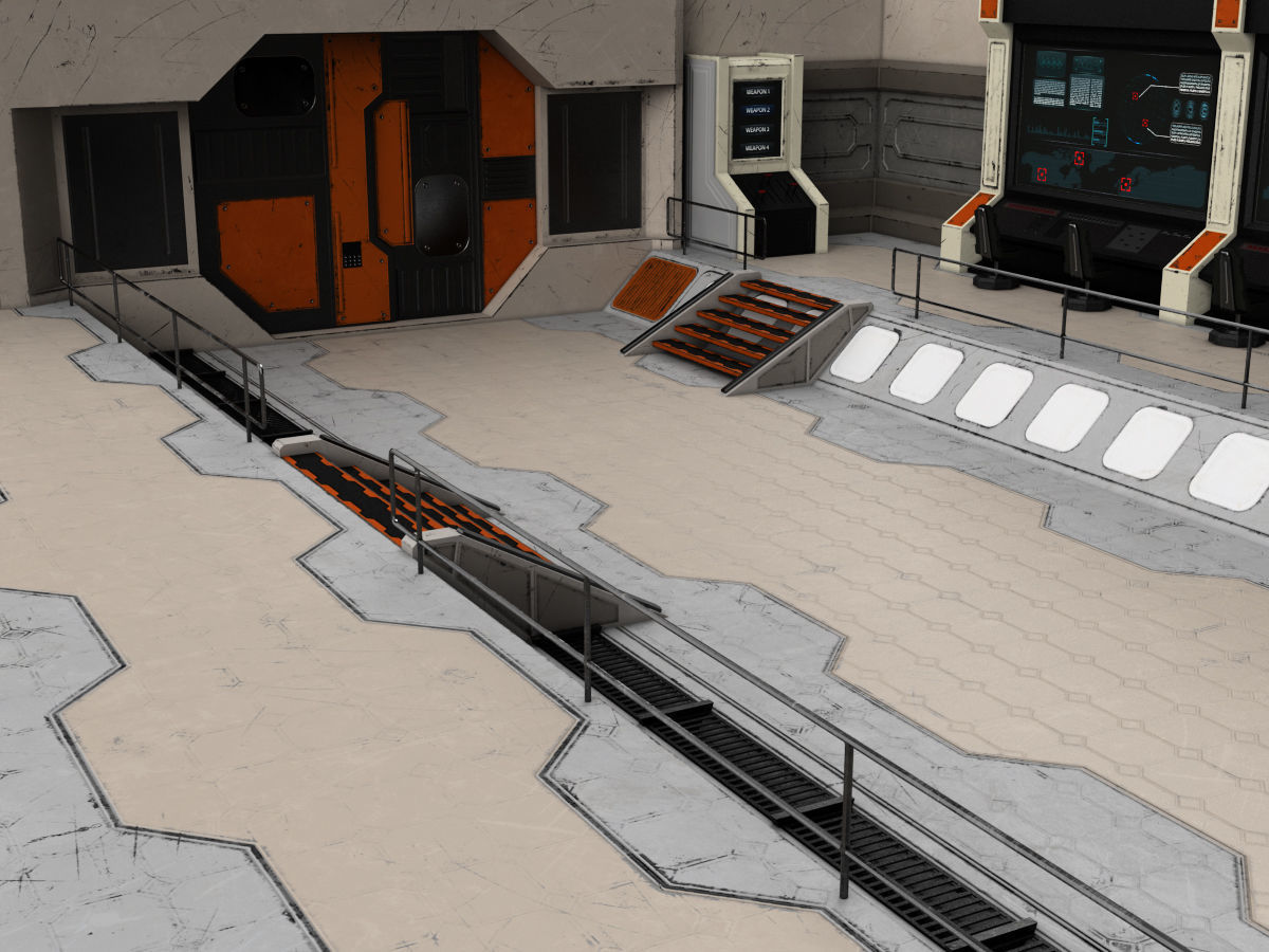 Low-Poly Sci-Fi Control Room Low-poly 3D model_12