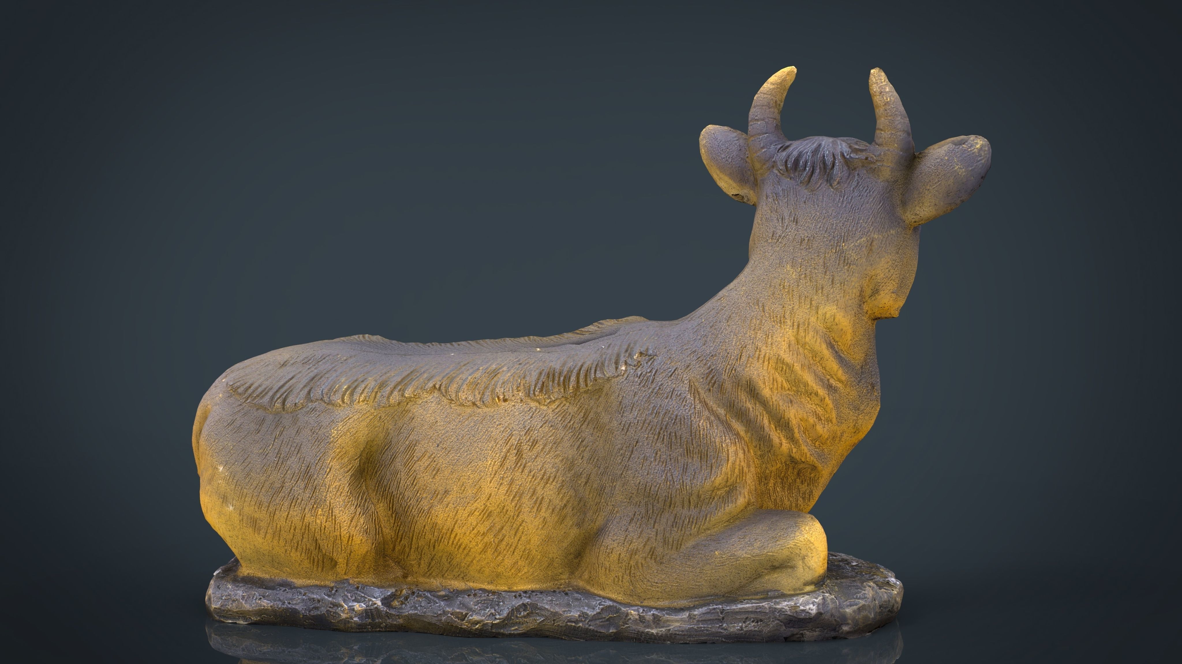 3D Cow statue of Low-poly 3D model_7