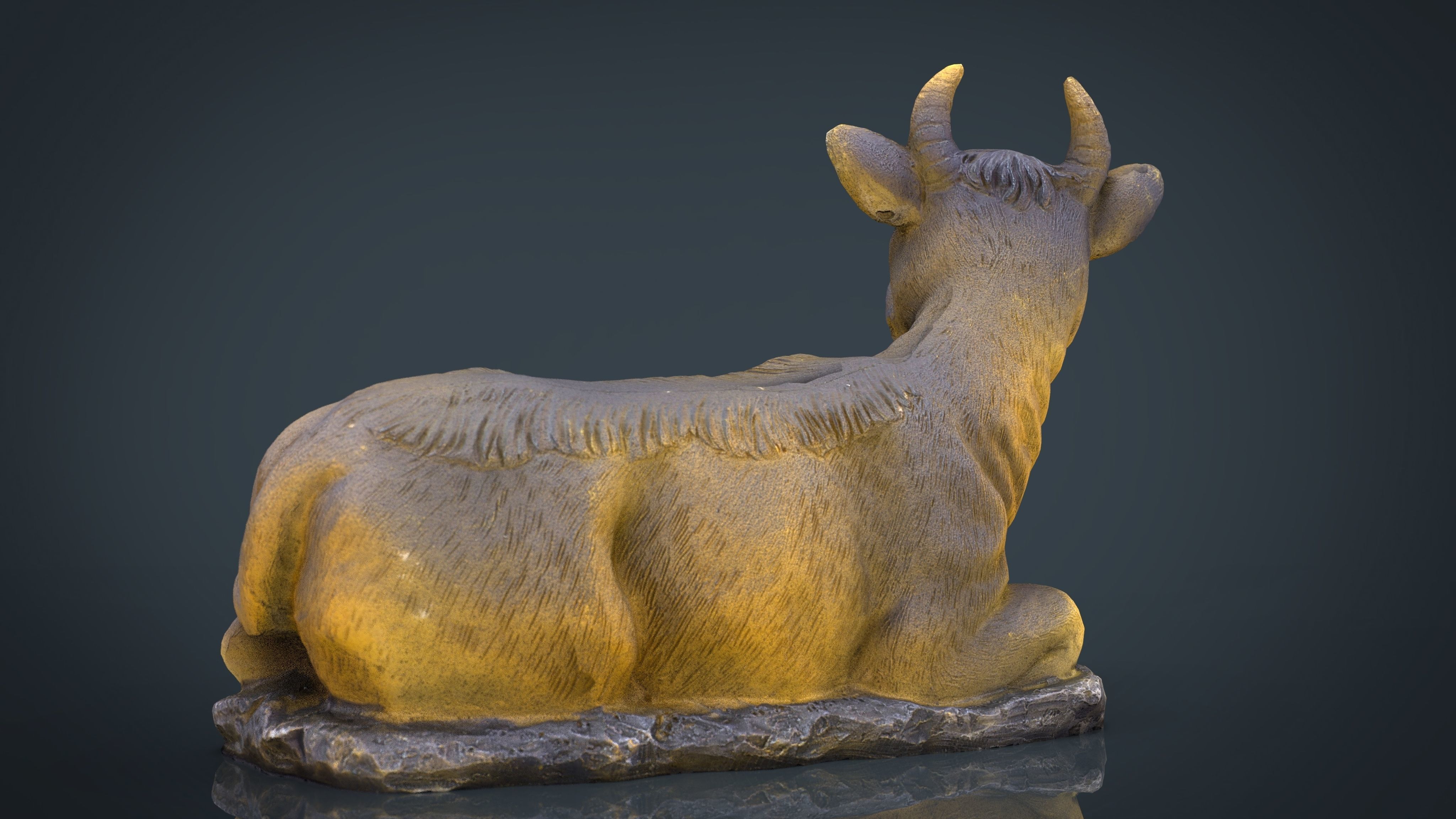 3D Cow statue of Low-poly 3D model_5