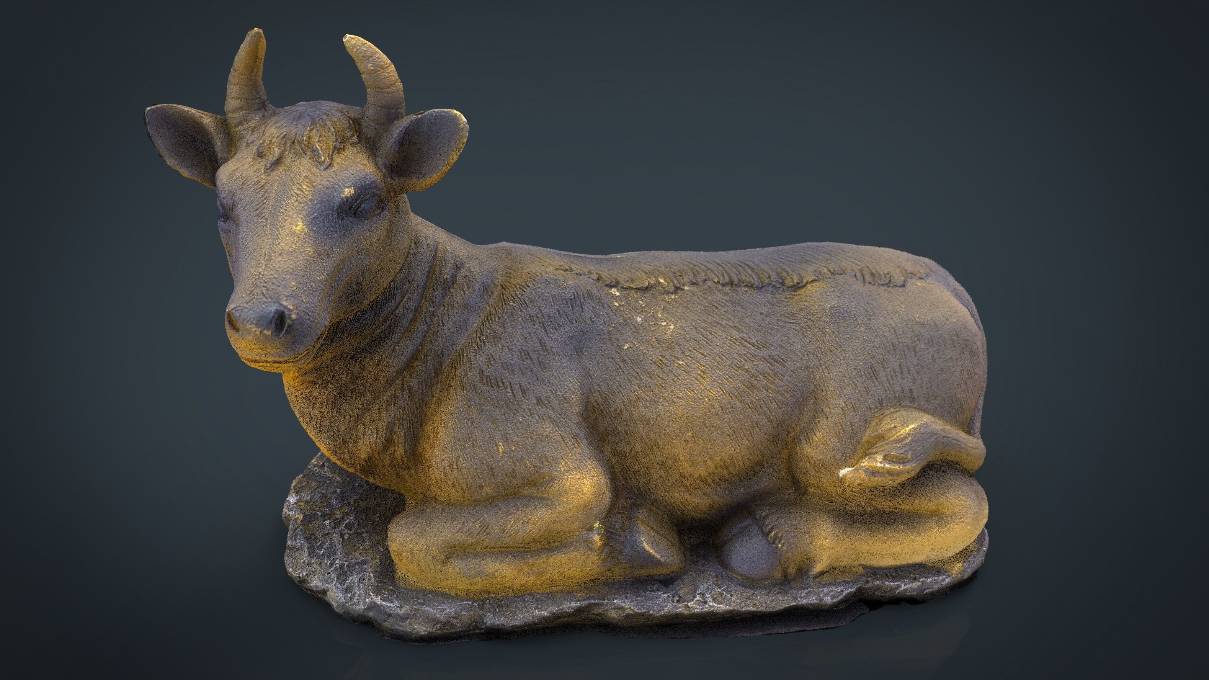 3D Cow statue of Low-poly 3D model_15