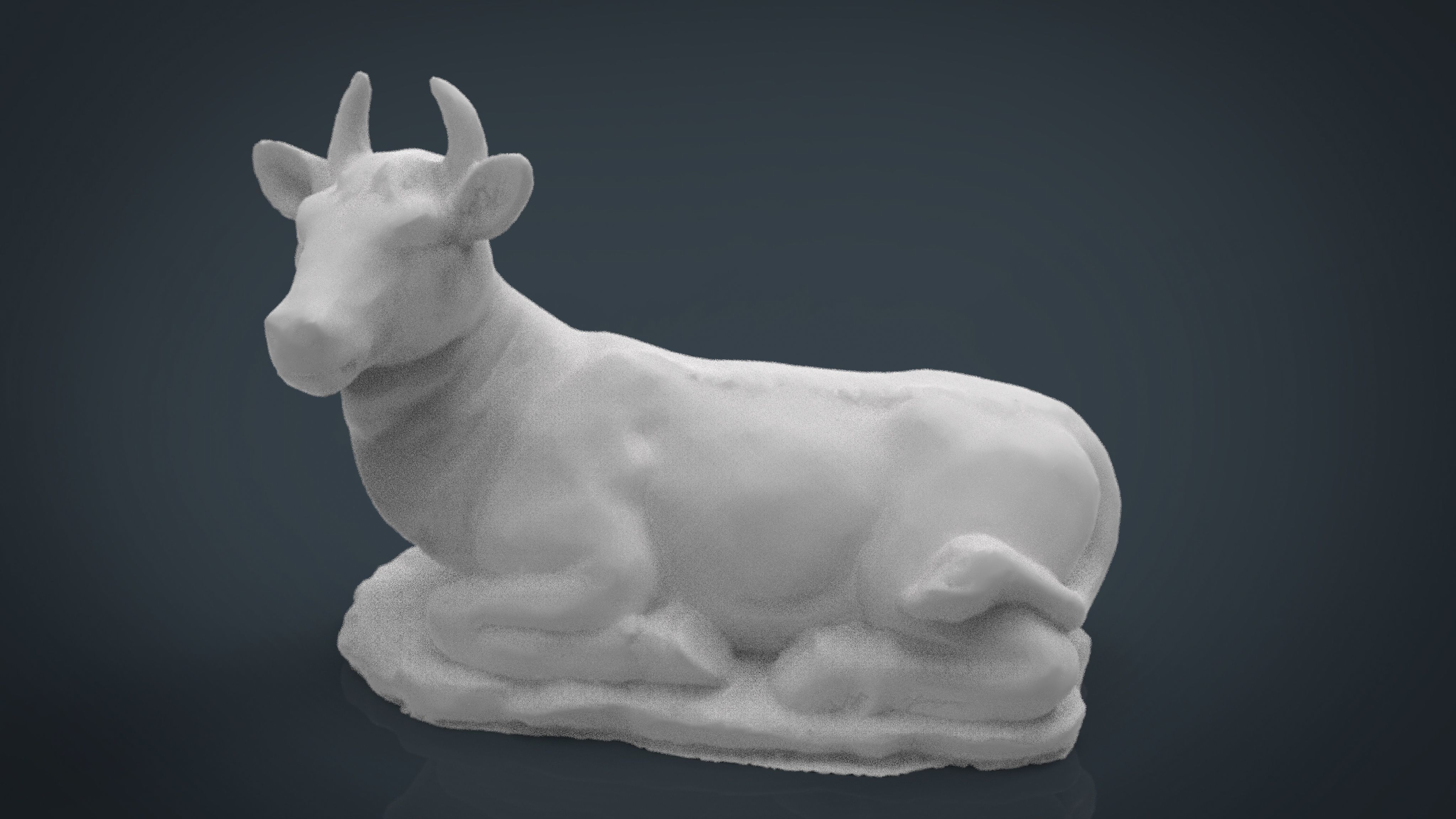 3D Cow statue of Low-poly 3D model_4