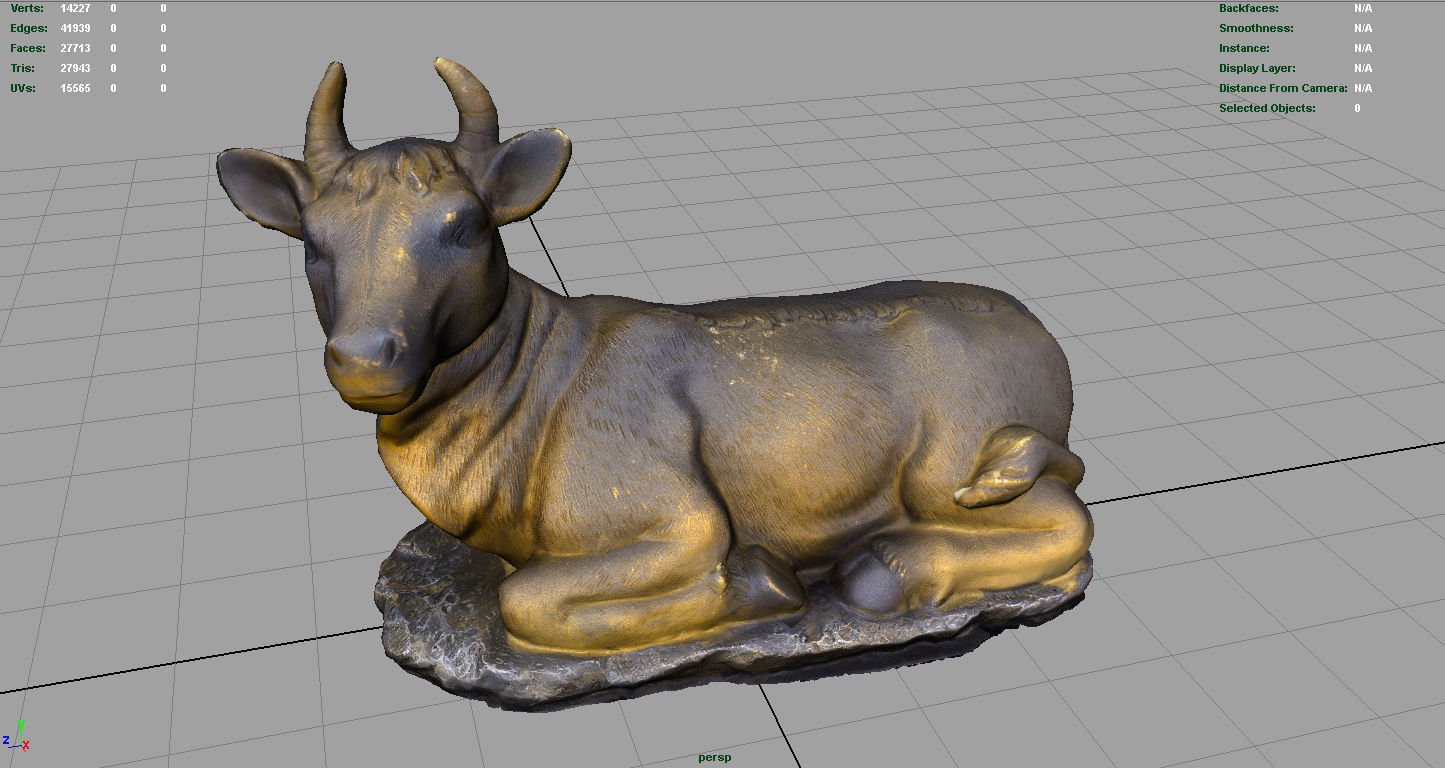 3D Cow statue of Low-poly 3D model_3