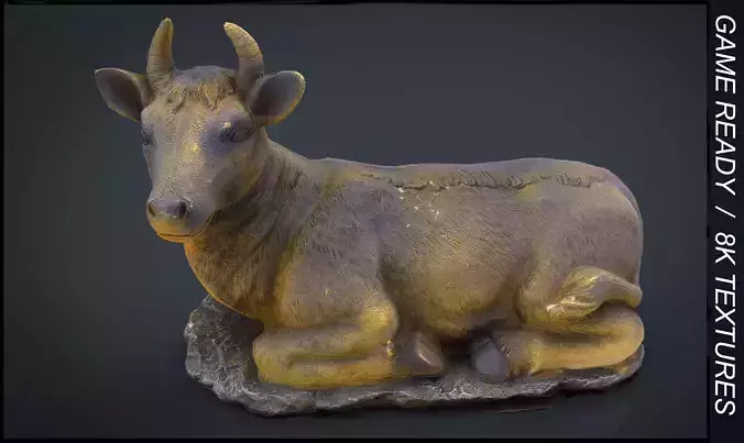 3D Cow statue of Low-poly 3D model