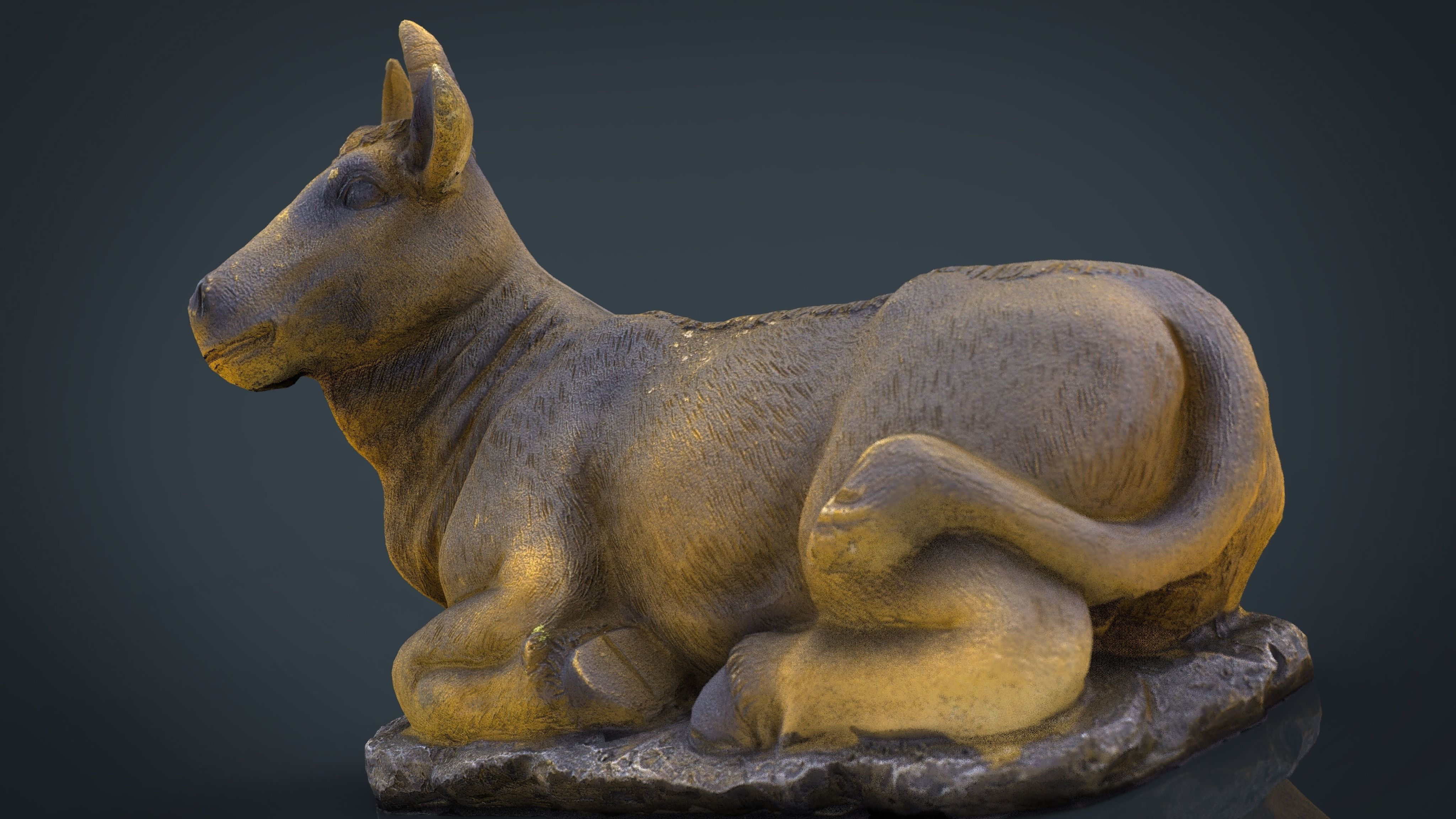 3D Cow statue of Low-poly 3D model_2