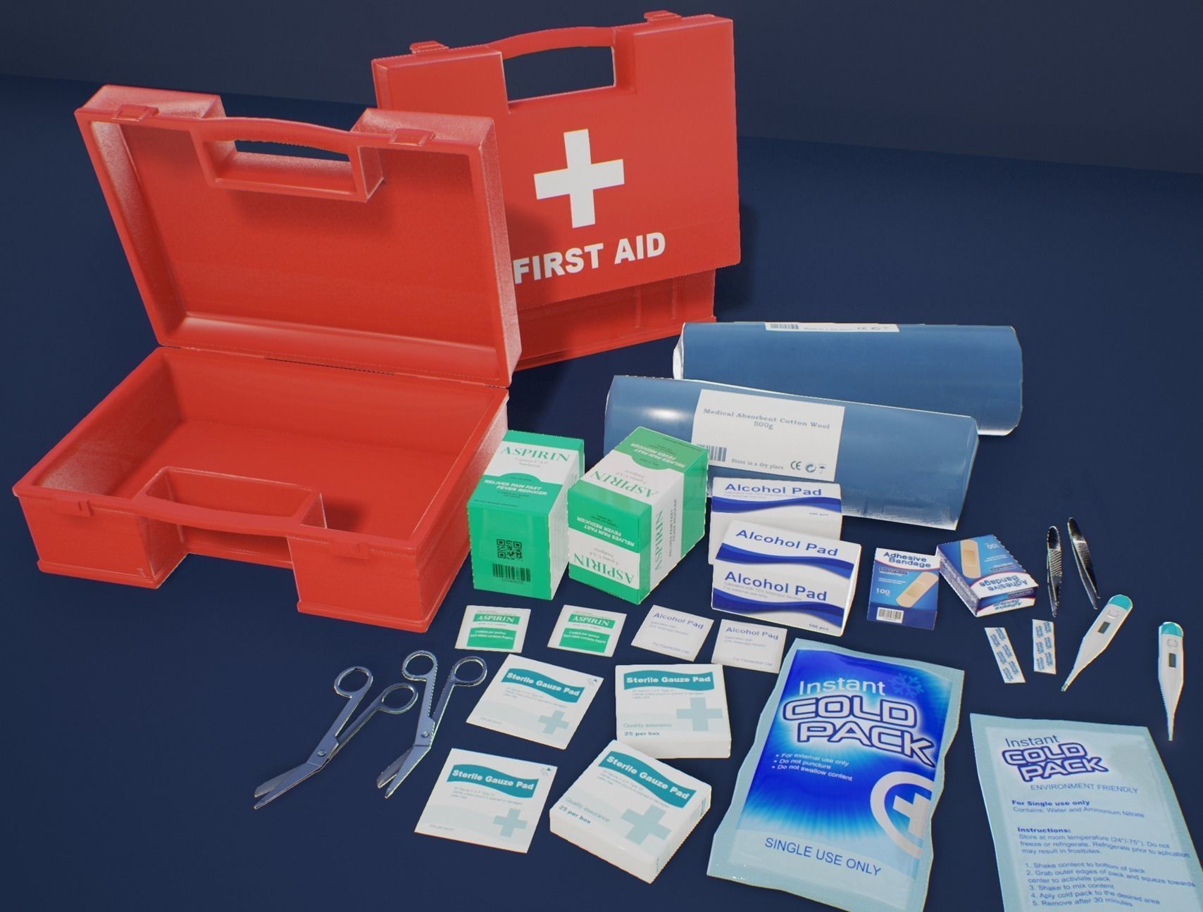 First Aid Kit 1 Plus 1 PBR Pack Low-poly 3D model_0