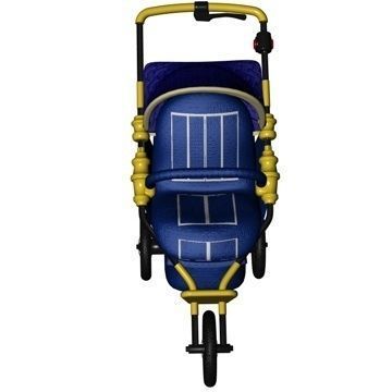 Pushchair 3D model baby stroller gold 3D model_1