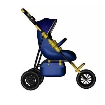 Pushchair 3D model baby stroller gold 3D model_0