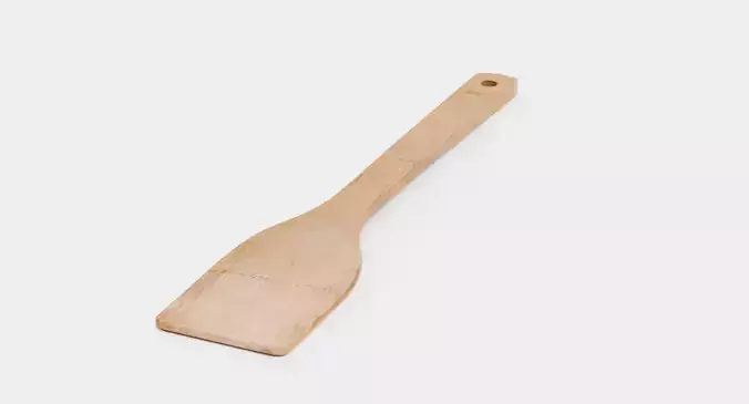Wooden Spatula V1 - Kitchen Cooking Utensil 3D model 2