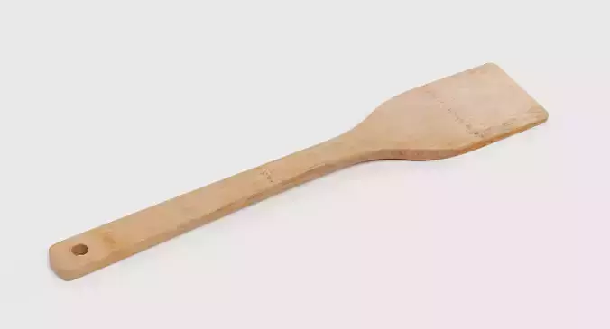 Wooden Spatula V1 - Kitchen Cooking Utensil 3D model 3