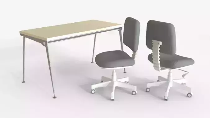 Modern Office Desk and gay Ergonomic Chair Set