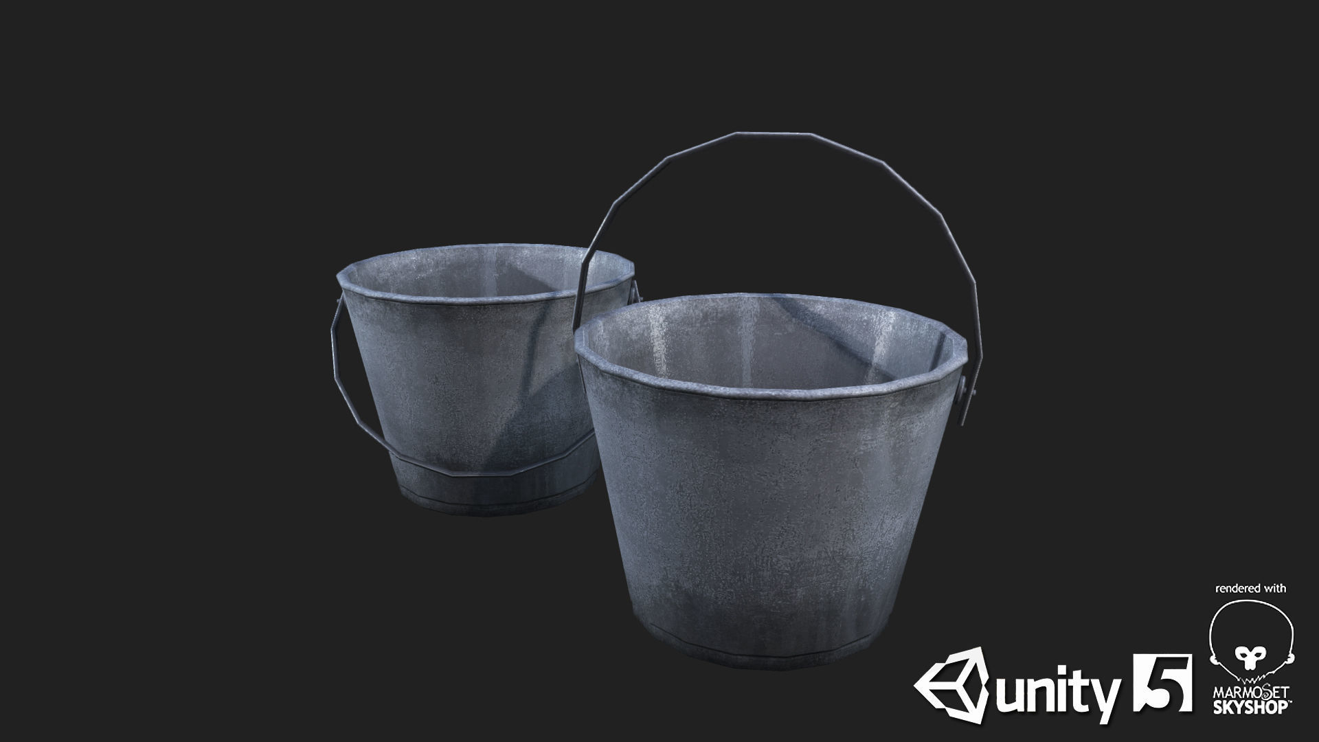 Metal Bucket 01 Low-poly 3D model_1