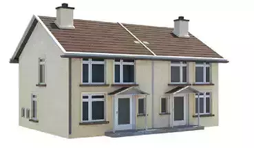 semi Detached Suburban House Low-Poly 3D Model